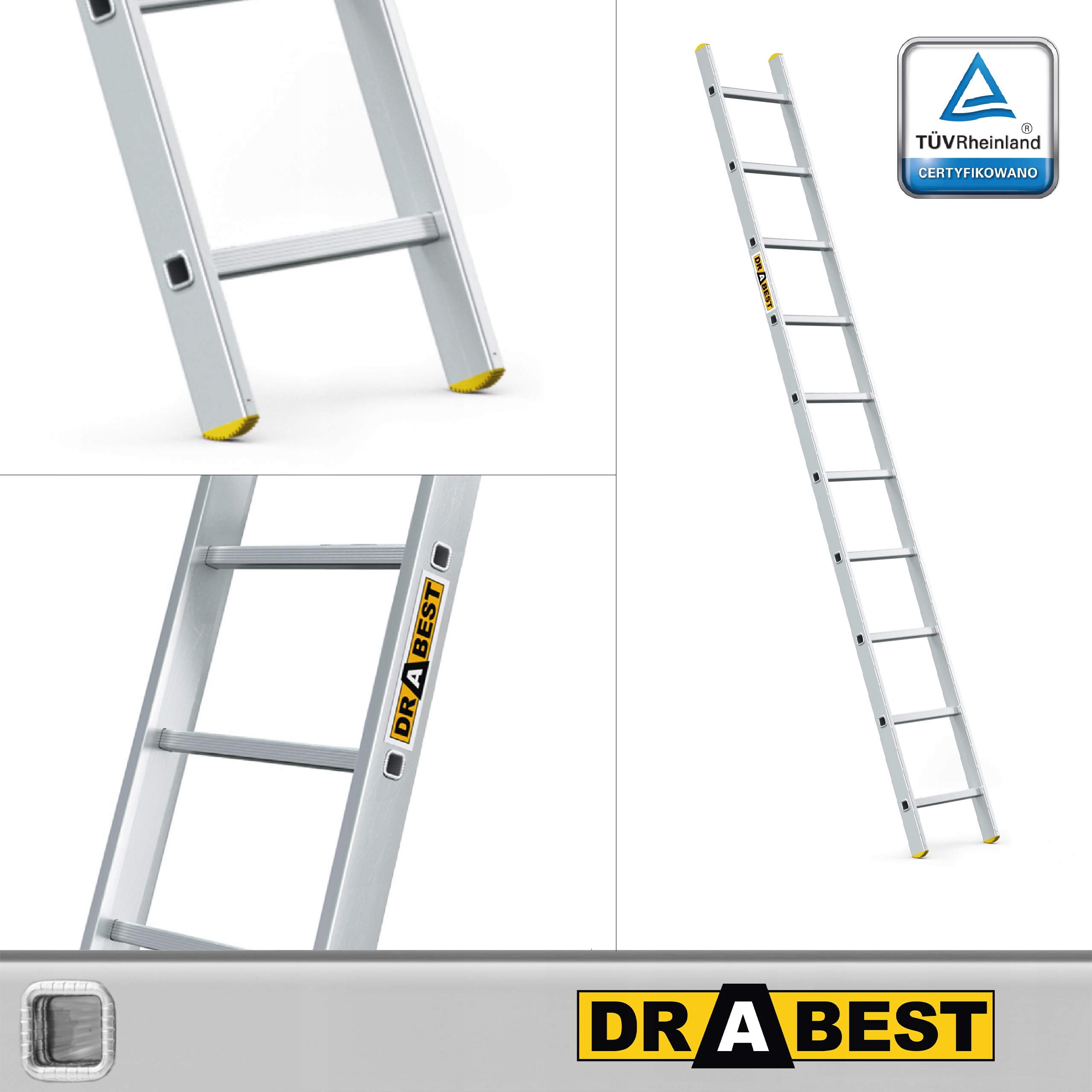 Drabest rebrík 3,72 m hliníkový 1 x 10 do 150 kg